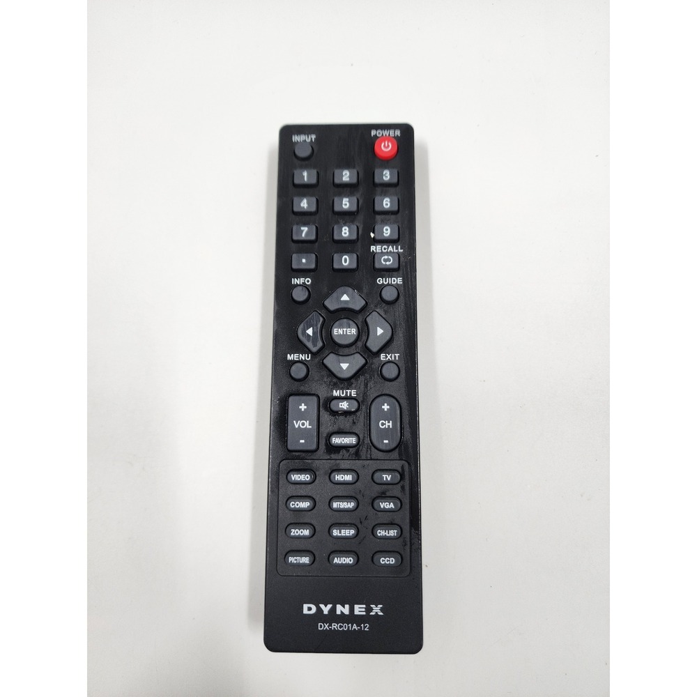 Dynex DX-RC01A-12 TV Remote Control Replacement for LCD LED Televisions Black